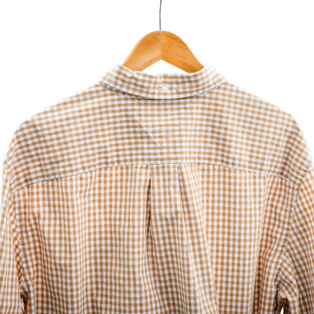 Tommy Hilfiger Men’s XL Classic Fit Gingham Button Down Tan White - Picture 3 of 11